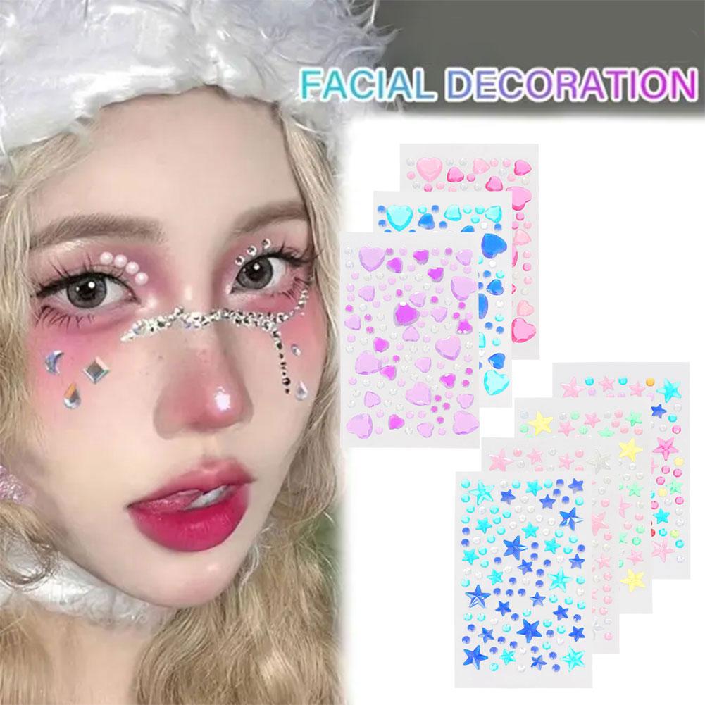 thumbnail image 3 of Ruifaya Pegatinas de maquillaje DIY Pegatinas 3D Gemas para ojos y rostros Pegatinas con purpurina T7N7, 3 of 7