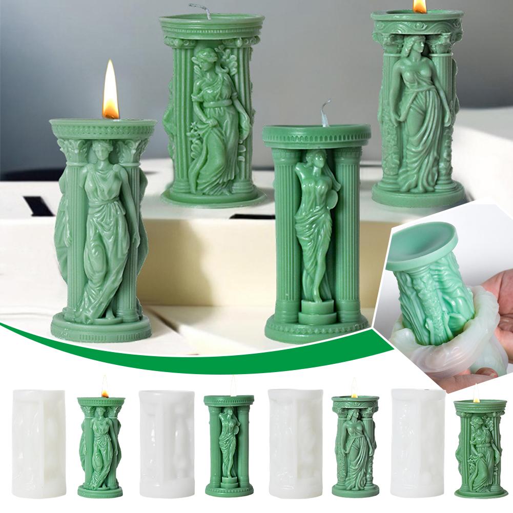 thumbnail image 3 of Wartleves Molde de silicona para velas aromáticas con forma de diosa, para hacer tú mismo, para decoración, regalos, manualidades, molde para jabón \β, 3 of 7