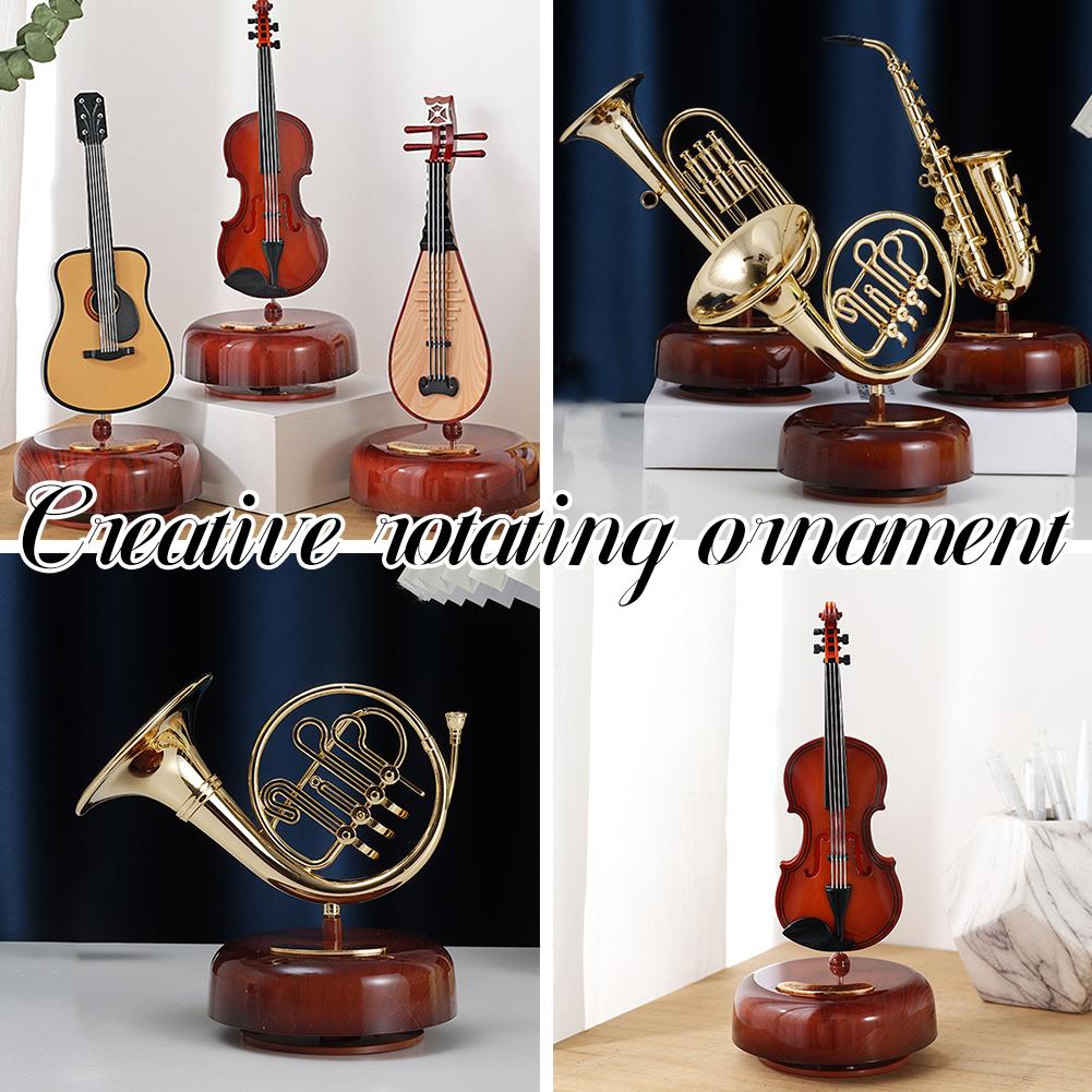 thumbnail image 3 of Ruifaya Caja de música con instrumento musical vintage, decoración de escritorio, manualidades para el hogar, adorno navideño, 3 of 7