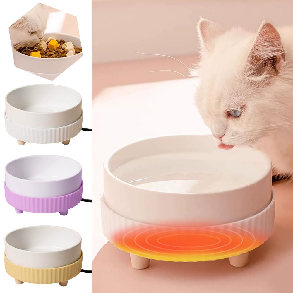 thumbnail image 2 of Wartleves Cuenco de agua calentado eléctrico para gatos, perros, plato de agua para mascotas, cuenco de alimentación para mascotas de 350 ml, 2 of 7