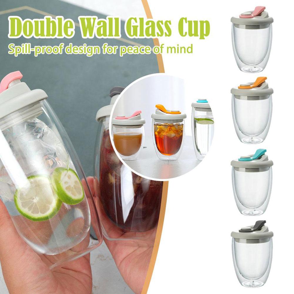 thumbnail image 2 of SGACAI Vaso de vidrio de doble pared a prueba de fugas con tapa de sílice hermética Lot Gel G8, 2 of 7