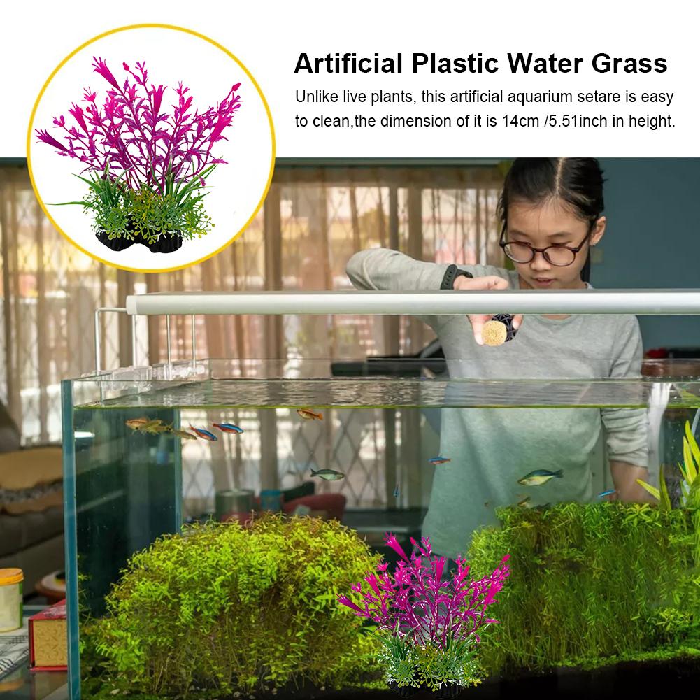thumbnail image 3 of Ruifaya Plantas de césped acuático de plástico artificial de varios colores para decoración de acuarios, 3 of 7