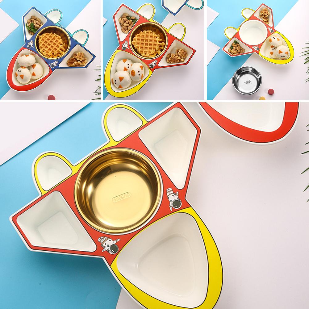 thumbnail image 3 of Wartleves Plato de avión para niños Plato de avión Plato de cena dividido para bebés y estudiantes L4 αδ, 3 of 7