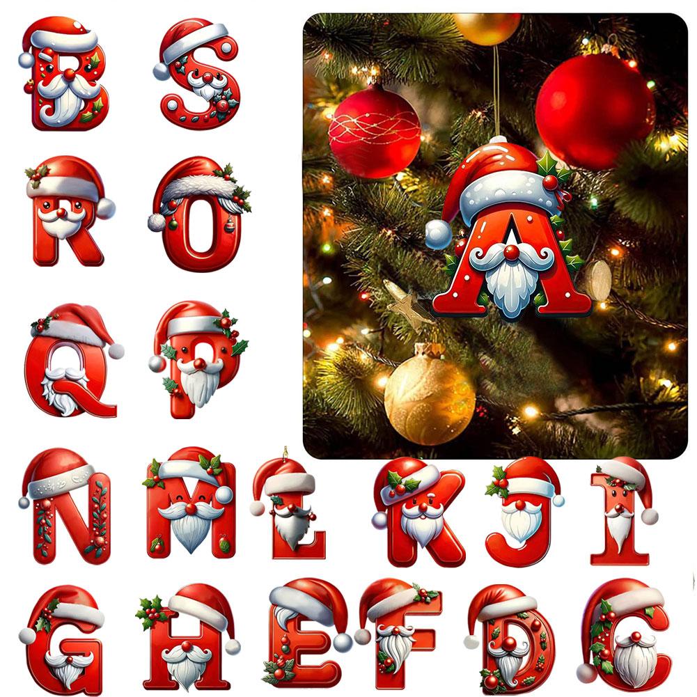 thumbnail image 2 of Ruifaya Adornos de letras navideñas, colgante de árbol de Navidad de 26 letras, adornos de Navidad rojos de la A a la Z, letras decorativas colgantes del alfabeto navideño para árbol de Navidad, ado, 2 of 7