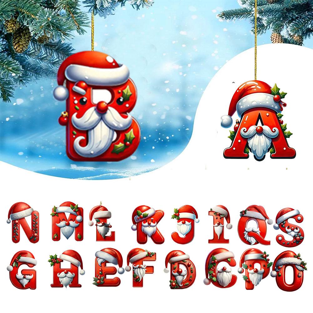 thumbnail image 3 of Ruifaya Adornos de letras navideñas, colgante de árbol de Navidad de 26 letras, adornos de Navidad rojos de la A a la Z, letras decorativas colgantes del alfabeto navideño para árbol de Navidad, ado, 3 of 7