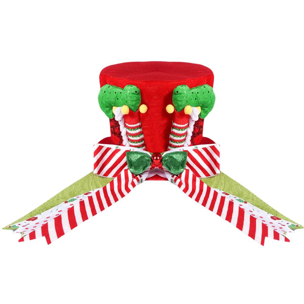 thumbnail image 5 of SGACAI Adorno para la copa del árbol de Navidad, sombrero para la copa del árbol de Navidad, sombrero rojo grande con lazo de rayas, sombrero de copa para adornos de árbol de Navidad, adornos de me, 5 of 7