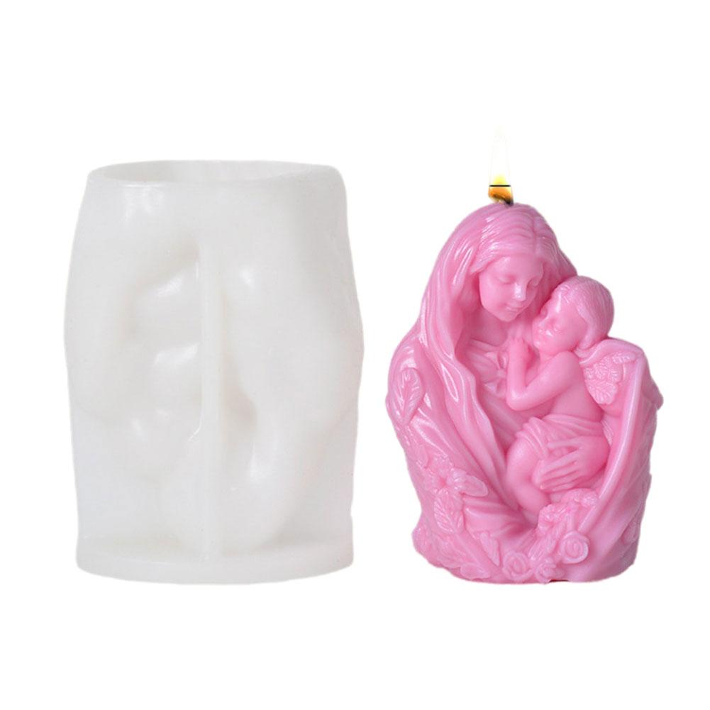 thumbnail image 4 of Ruifaya Molde de silicona para velas perfumadas de madre e hijo, herramienta para moler velas de Acción de Gracias F χ(, 4 of 7