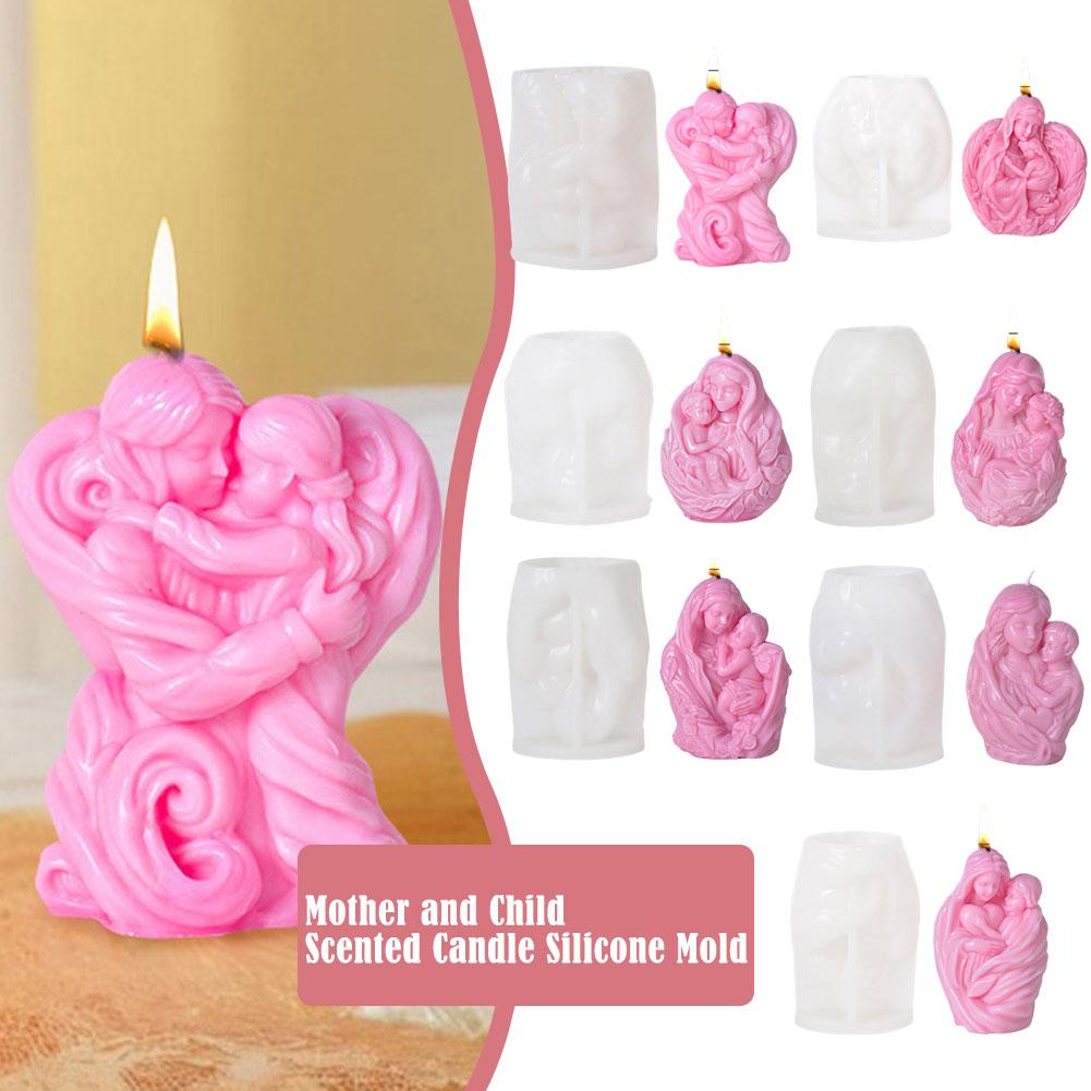 thumbnail image 3 of Ruifaya Molde de silicona para velas perfumadas de madre e hijo, herramienta para moler velas de Acción de Gracias F χ(, 3 of 7