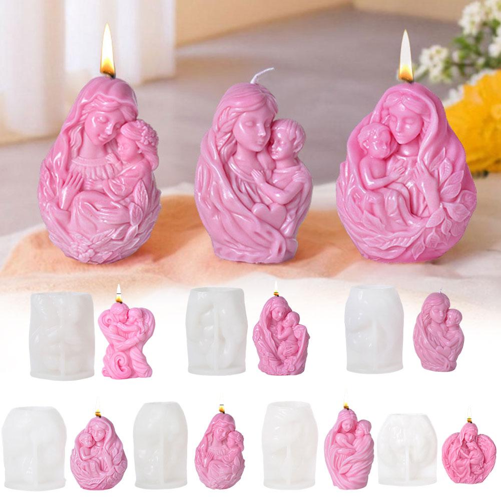 thumbnail image 2 of Ruifaya Molde de silicona para velas perfumadas de madre e hijo, herramienta para moler velas de Acción de Gracias F χ(, 2 of 7
