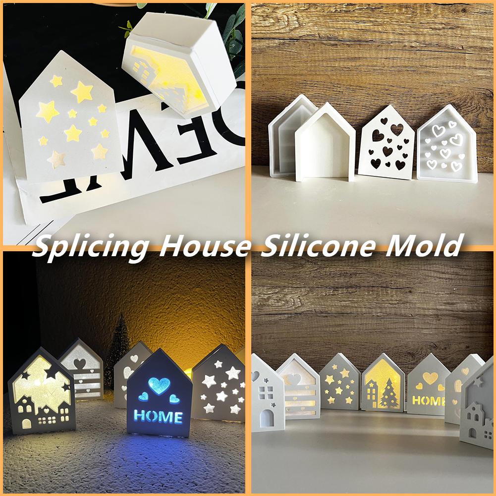 thumbnail image 2 of SGACAI Molde de silicona para casa, portavelas 3D, molde hueco para decoración de casa, regalo de Navidad DIY +, 2 of 7