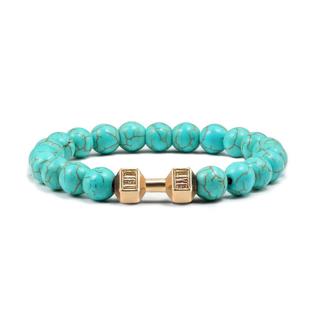 thumbnail image 4 of SGACAI Pulsera de cuentas con piedra pulida negra y cadena chapada en estilo turquesa colorido, 4 of 7