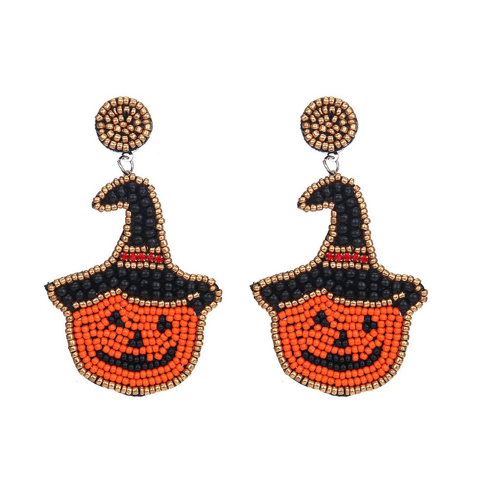 thumbnail image 4 of Wartleves Pendientes espeluznantes de Halloween en varios estilos: murciélago, demonio, calabaza, bruja y gato, 4 of 7