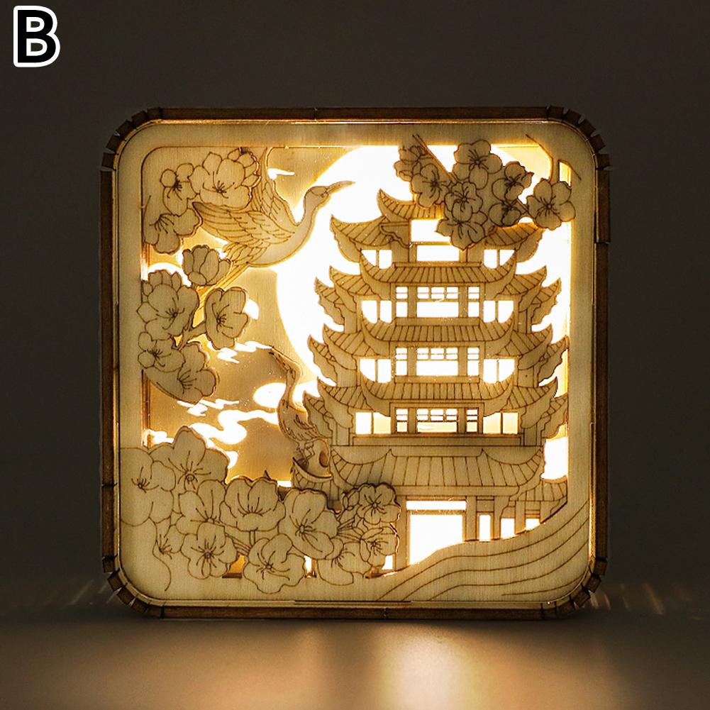 thumbnail image 5 of Ruifaya Lámpara de noche de madera para adultos, rompecabezas 3D para luz de noche para adultos, 5 of 7