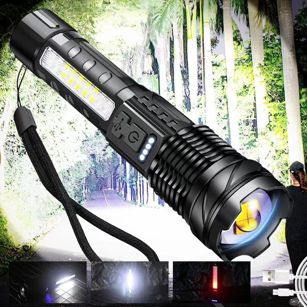 thumbnail image 2 of Wartleves Linterna LED potente y brillante con zoom para acampar, tipo C, recargable para exteriores, 2 of 7