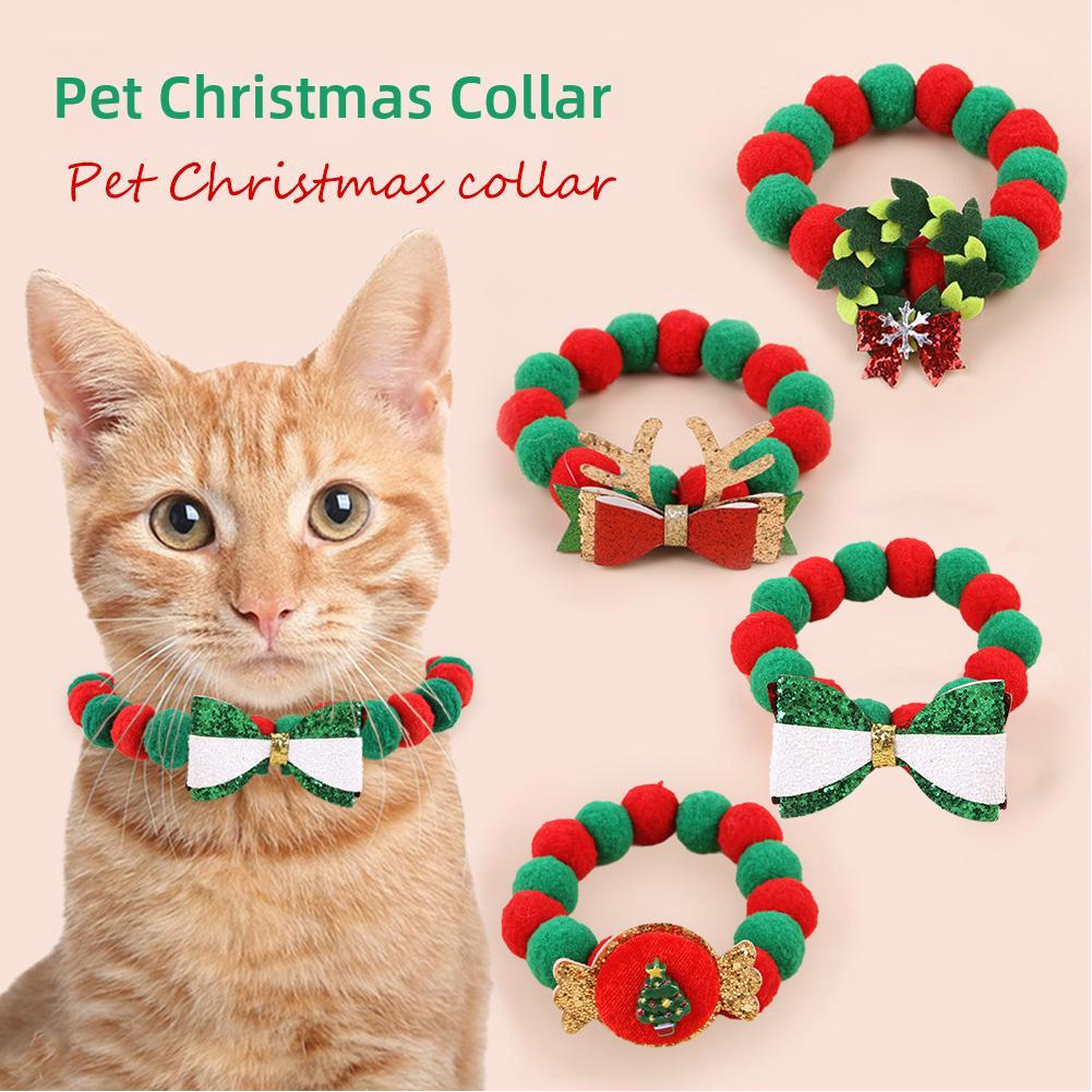 thumbnail image 2 of Wartleves Collar ajustable para mascotas, divertido adorno navideño con lazo suave, 2 of 7
