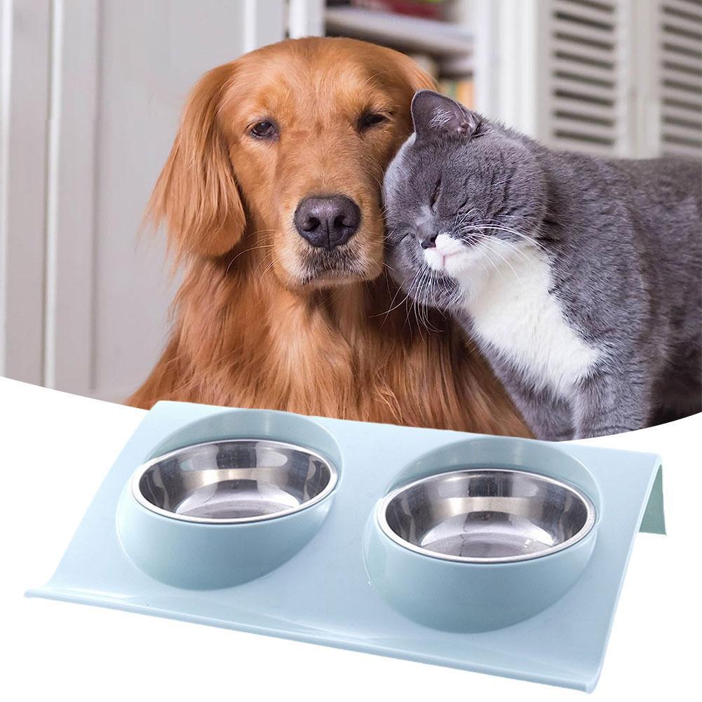 thumbnail image 3 of Ruifaya CQJJTKX Comedero elevado para perros, cuenco para perros y gatos, comedero doble elevado para mascotas, cuencos para perros y gatos, comedero doble para mascotas, con 2 cuencos de acero inox, 3 of 7