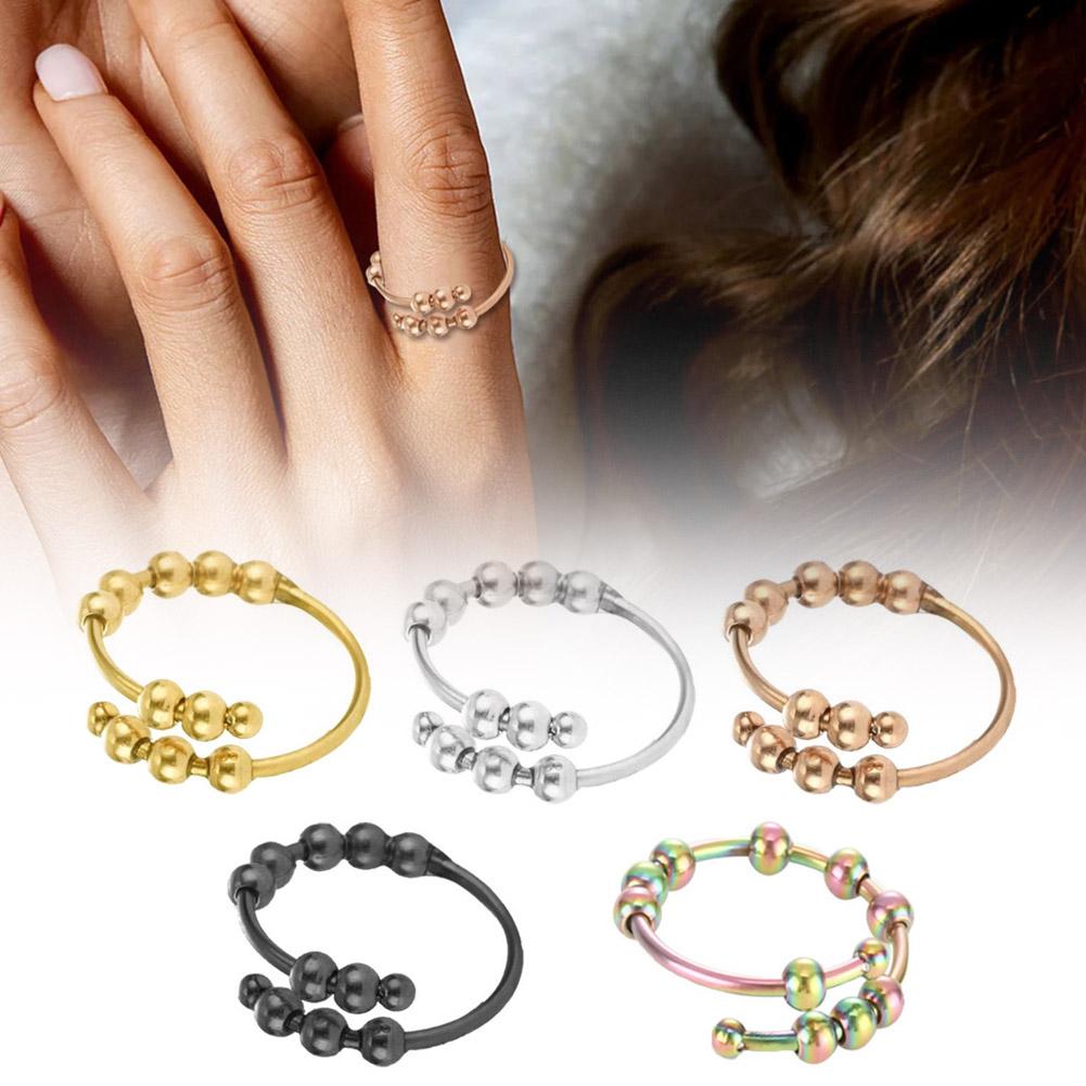 thumbnail image 2 of Wartleves Nueva pulsera de acero de titanio con cuentas giratorias para aliviar el estrés y la atención plena, 2 of 7