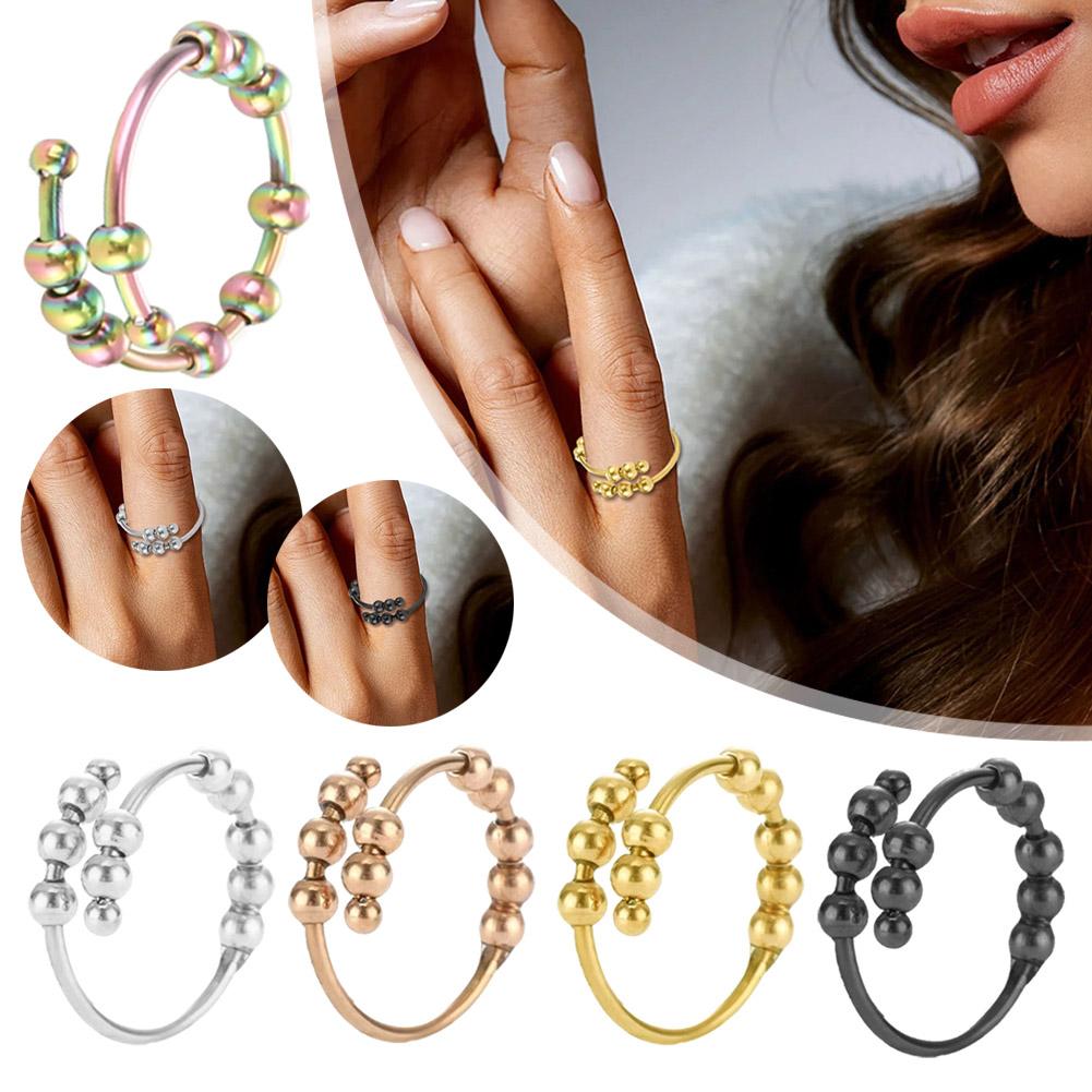 thumbnail image 3 of Wartleves Nueva pulsera de acero de titanio con cuentas giratorias para aliviar el estrés y la atención plena, 3 of 7