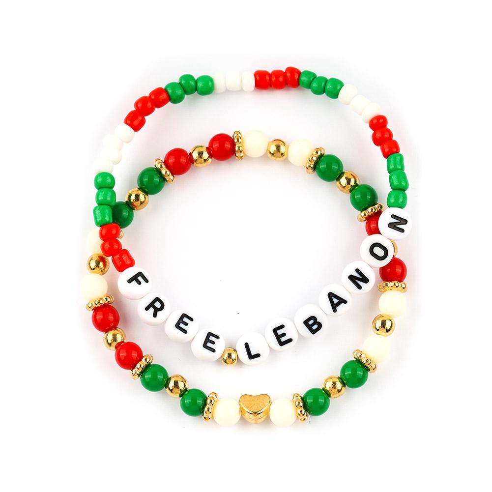 thumbnail image 5 of SGACAI Pulsera Bohemia con Cuentas de Cerámica Suave y Elástica Pulsera con Cuentas de Letras X1 N5Q6 тψ, 5 of 7