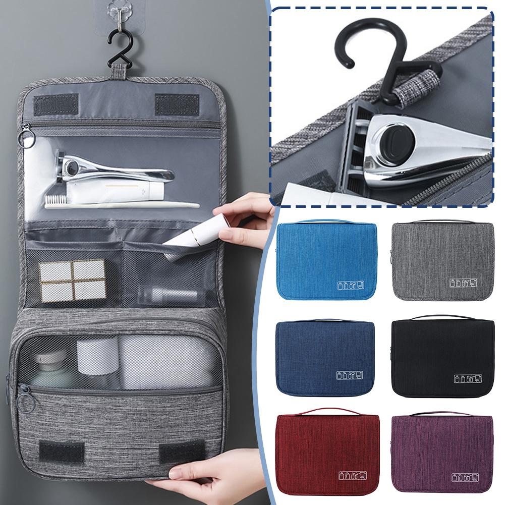 thumbnail image 2 of Wartleves CQJJTKX Bolsa de maquillaje grande, organizador portátil de viaje para maquillaje, bolsa de maquillaje de doble capa, estuche de almacenamiento vertical para cosméticos, para mujeres y niñas, 2 of 7