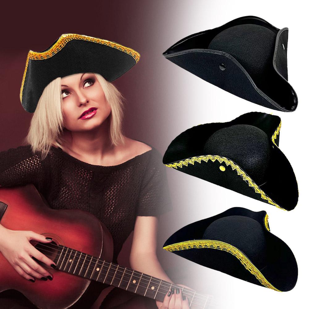 thumbnail image 2 of Wartleves 1 pieza SOMBRERO DE TRICORNIO PARA FIESTA, PIRATA DEL CARIBE, ADULTOS, DISFRAZ G7S3 ☆, 2 of 7