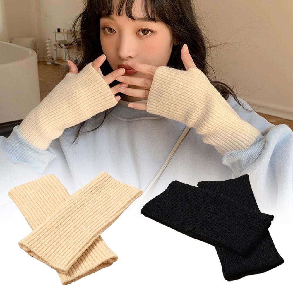 thumbnail image 3 of SGACAI Guantes cálidos sin dedos, de lana tejida con dedos expuestos y media manopla, 3 of 7