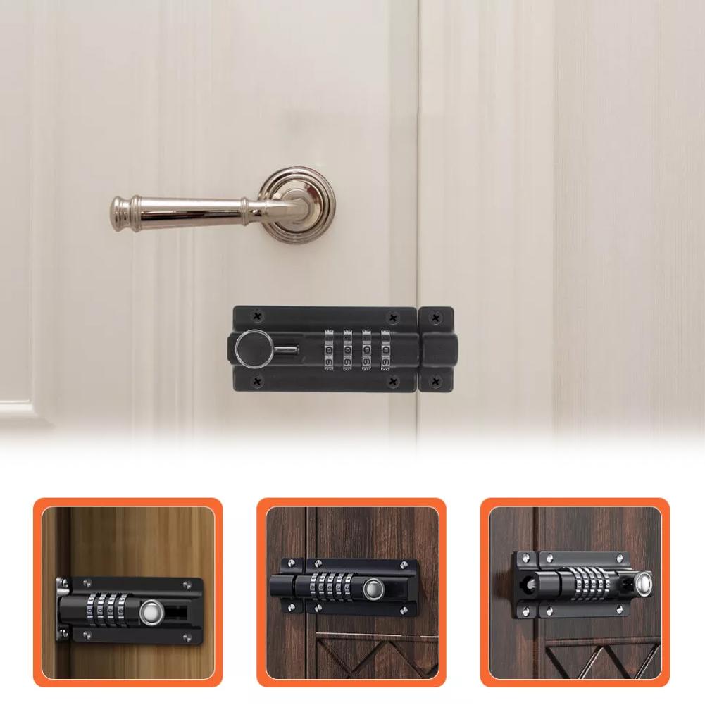 thumbnail image 3 of SGACAI CQJJTKX Cerradura de combinación de perno, cerradura de pestillo deslizante de seguridad de puerta de combinación de 4 dígitos, perno de barril de combinación de aleación de zinc sólido engr, 3 of 7