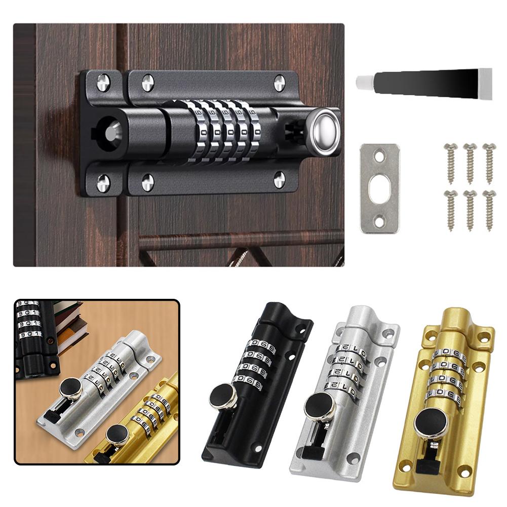 thumbnail image 2 of SGACAI CQJJTKX Cerradura de combinación de perno, cerradura de pestillo deslizante de seguridad de puerta de combinación de 4 dígitos, perno de barril de combinación de aleación de zinc sólido engr, 2 of 7