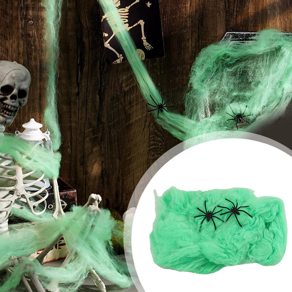 thumbnail image 2 of Wartleves Halloween Spinnennetz mit schwarzer Spinne, dehnbares Spinnennetz, Party New D5, 2 of 7
