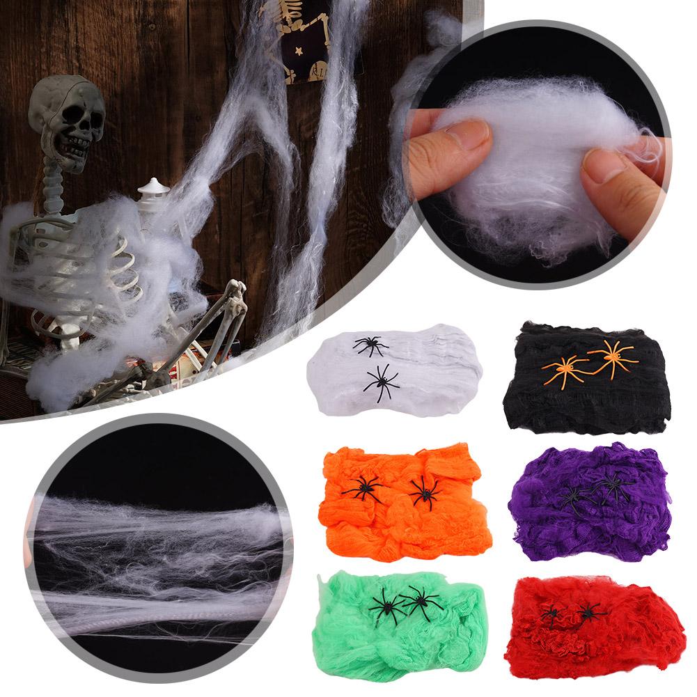 thumbnail image 4 of Wartleves Halloween Spinnennetz mit schwarzer Spinne, dehnbares Spinnennetz, Party New D5, 4 of 7
