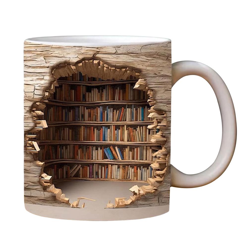 thumbnail image 5 of SGACAI Taza de cerámica con diseño creativo de estantería 3D, taza de café, regalo de estantería de biblioteca$, 5 of 7