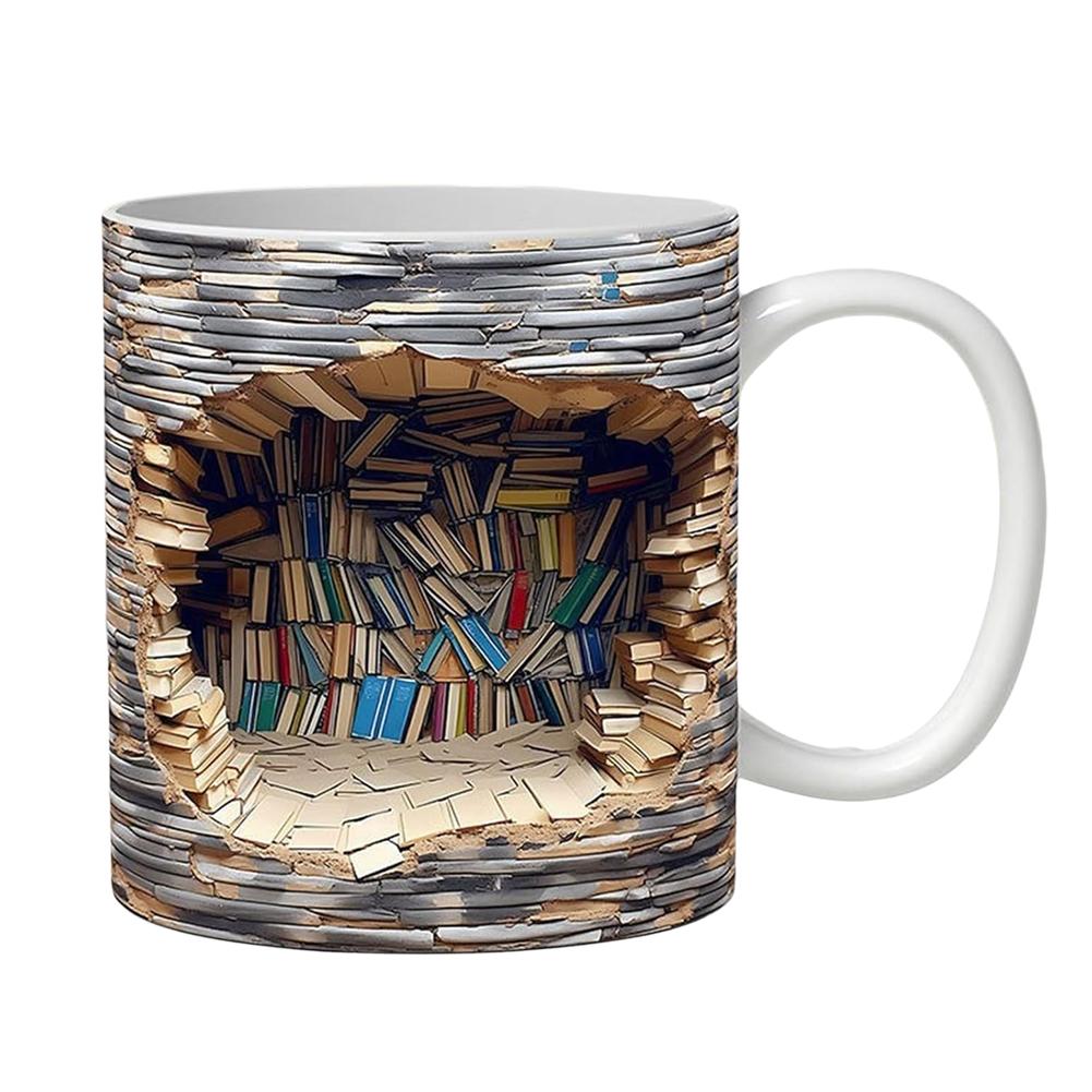 thumbnail image 4 of SGACAI Taza de cerámica con diseño creativo de estantería 3D, taza de café, regalo de estantería de biblioteca$, 4 of 7