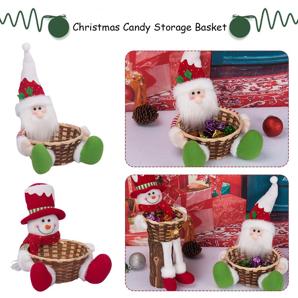 thumbnail image 3 of Wartleves Plato para dulces navideños, cesta para guardar dulces navideños, cuenco para dulces de muñeco de nieve de Papá Noel, recipiente para bocadillos de tejido de ratán, cuenco para dulces navide, 3 of 7