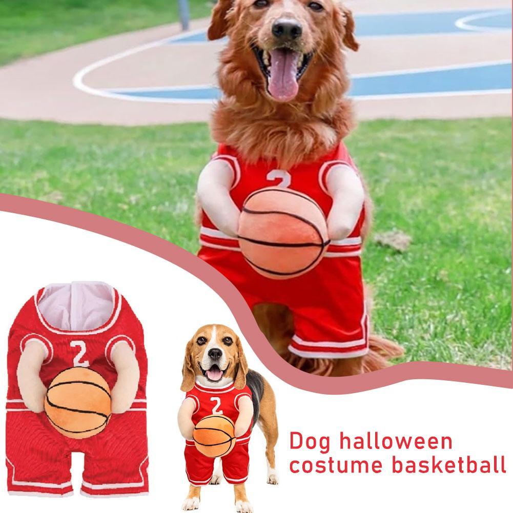 thumbnail image 3 of Wartleves Disfraz de jugador de baloncesto para perros: traje divertido y ajustable. T3H0 para perros, 3 of 7