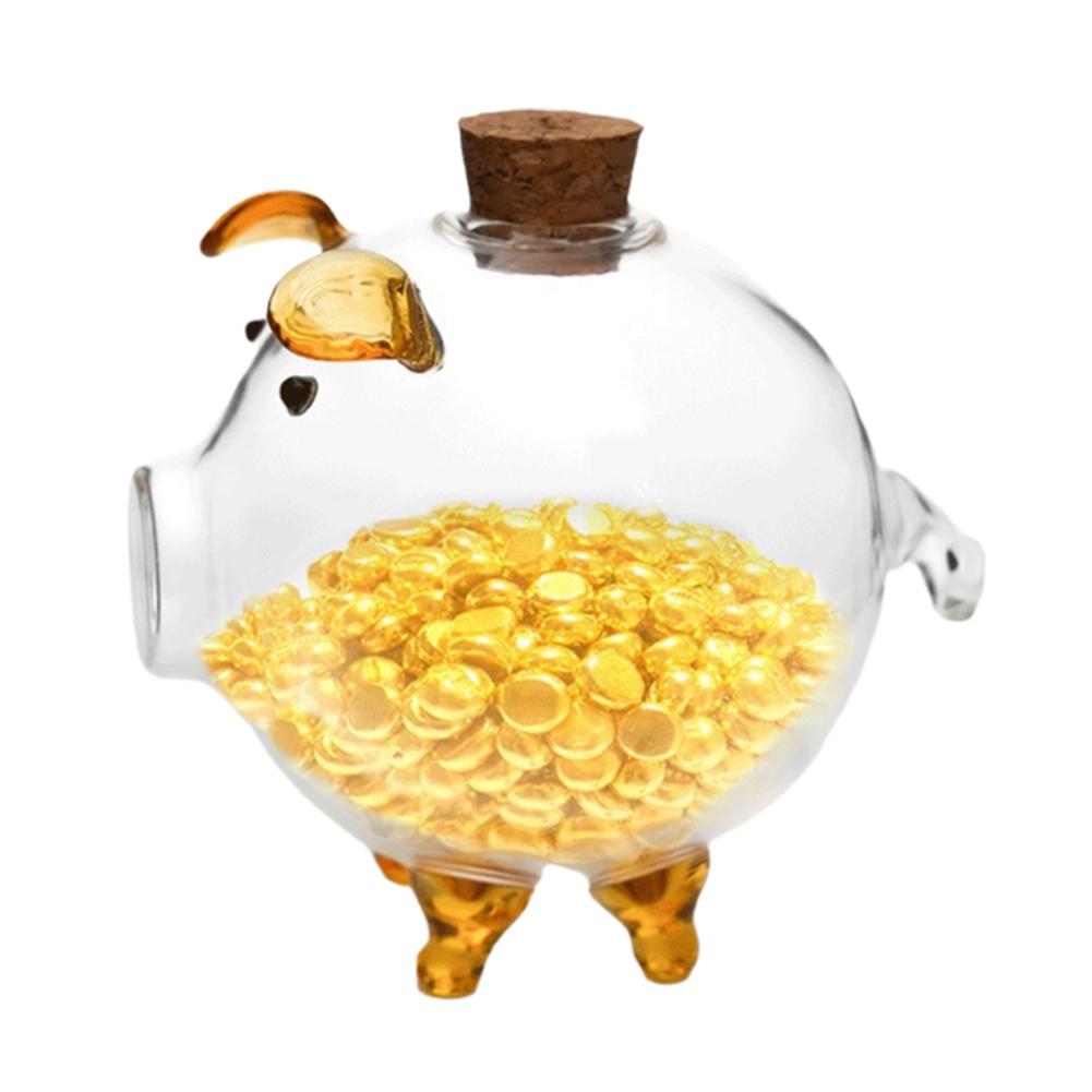 thumbnail image 4 of Wartleves Hucha de cristal creativa Piggy de gran capacidad con forma de cerdito para almacenar oro, botella D8, 4 of 7