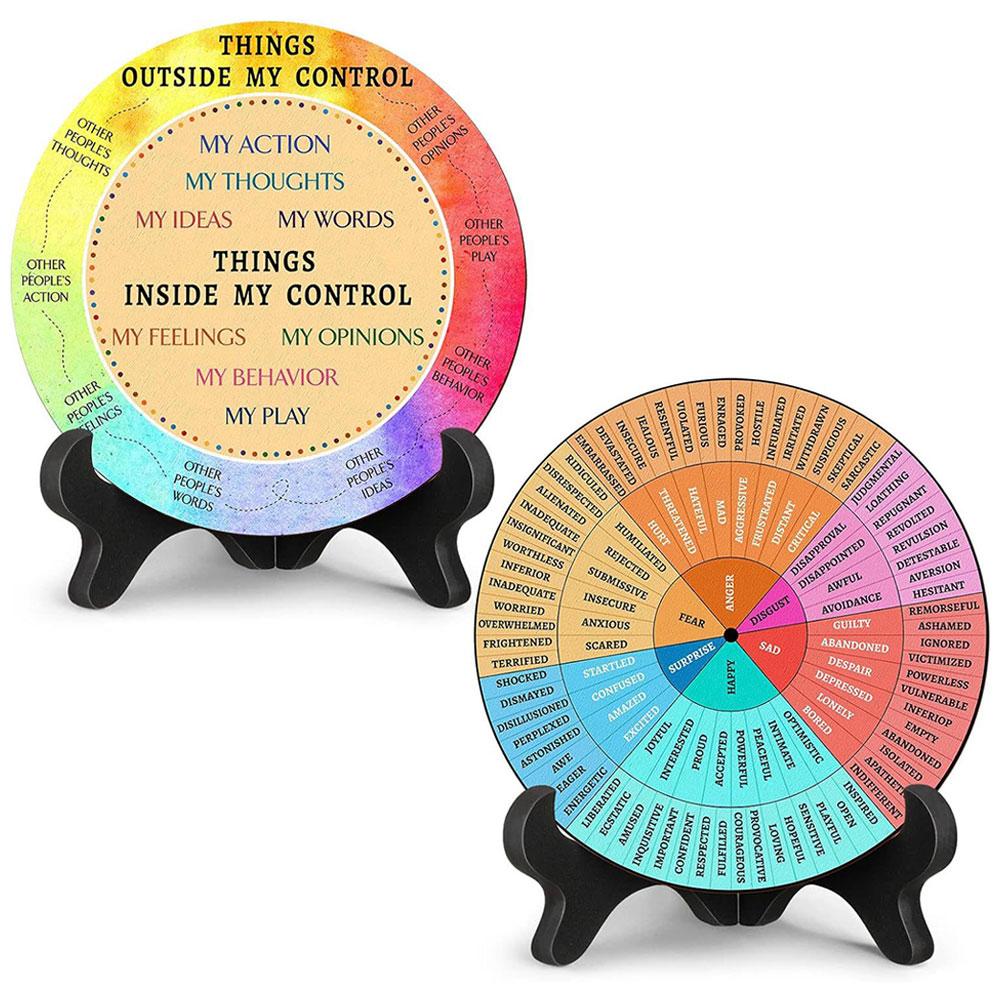thumbnail image 4 of SGACAI Diagrama de rueda emocional de madera Terapia de rueda emocional Calma las emociones Sticke, 4 of 7