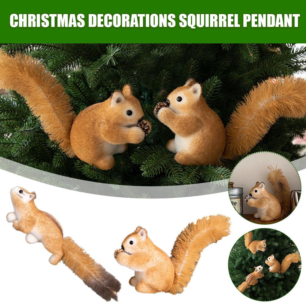 thumbnail image 2 of Wartleves Adornos de ardilla para árbol de Navidad, colgante de peluche de animal, Gisela Graham, 2 of 7