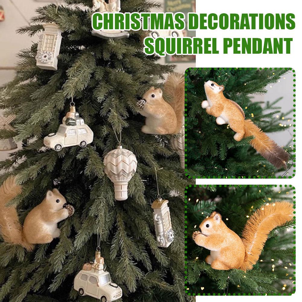 thumbnail image 3 of Wartleves Adornos de ardilla para árbol de Navidad, colgante de peluche de animal, Gisela Graham, 3 of 7