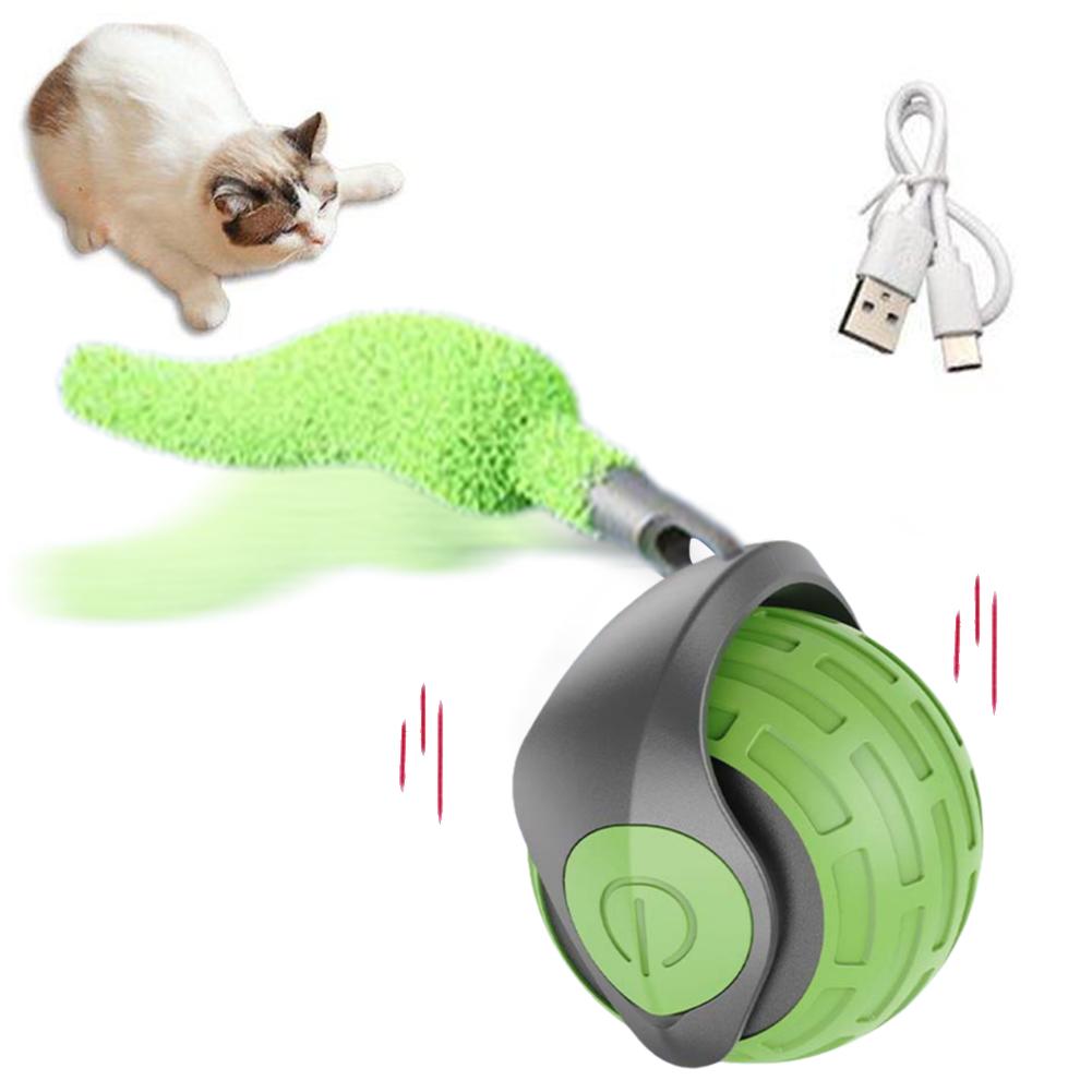 thumbnail image 4 of Wartleves Pelota eléctrica interactiva para hacer ejercicio con ruedas, para gatos, perros y mascotas, recargable por USB, 4 of 7