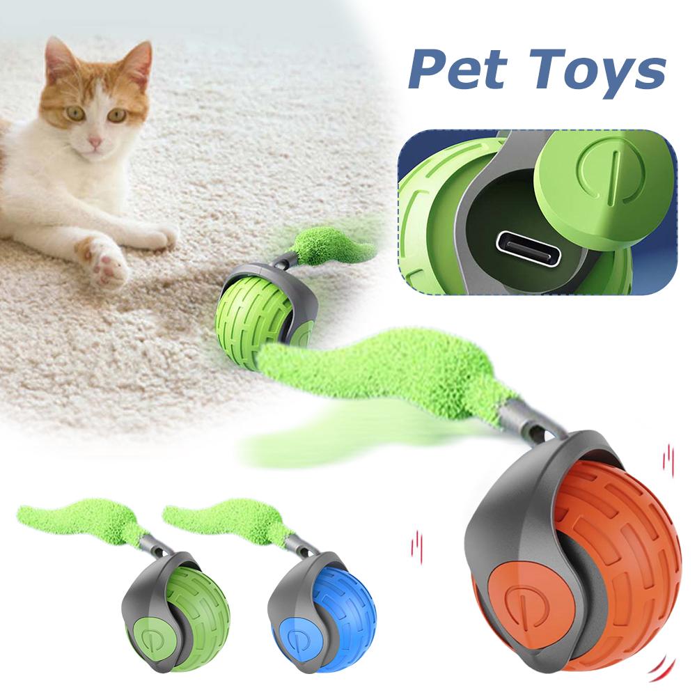 thumbnail image 2 of Wartleves Pelota eléctrica interactiva para hacer ejercicio con ruedas, para gatos, perros y mascotas, recargable por USB, 2 of 7