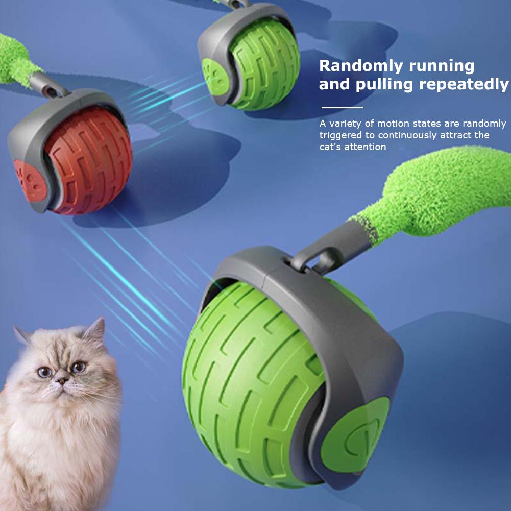 thumbnail image 3 of Wartleves Pelota eléctrica interactiva para hacer ejercicio con ruedas, para gatos, perros y mascotas, recargable por USB, 3 of 7