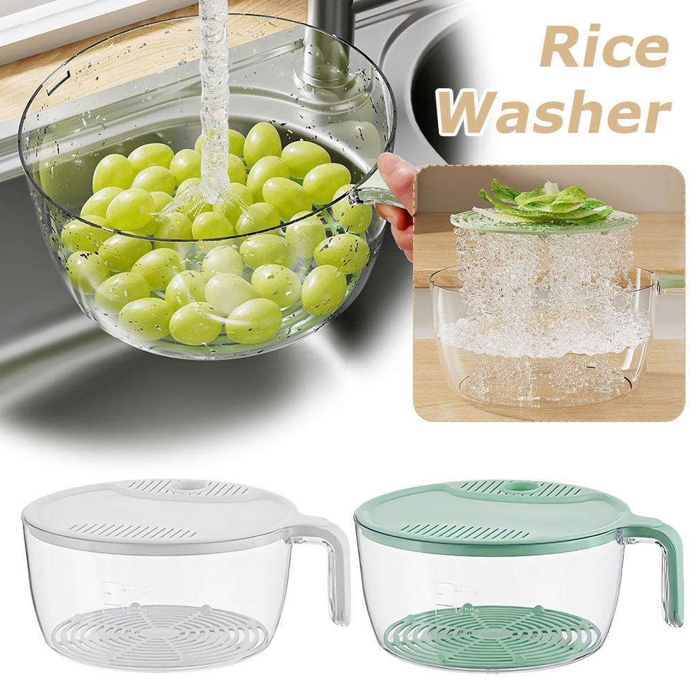 thumbnail image 2 of SGACAI Lavadora de arroz RJSQAQE, colador para lavar arroz, colador para frutas con colador para enjuagar frutas, granos, verduras y frijoles, colador de plástico para lavar arroz, quinua, granos,, 2 of 7