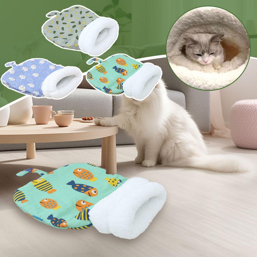thumbnail image 3 of Wartleves Cama de felpa de invierno para mascotas, cojín redondo, casa 2 en 1, cesta cálida para gatos, nido para perros y gatos, perrera para dormir para gatitos, bolsa pequeña, nido para gatos, cuev, 3 of 7