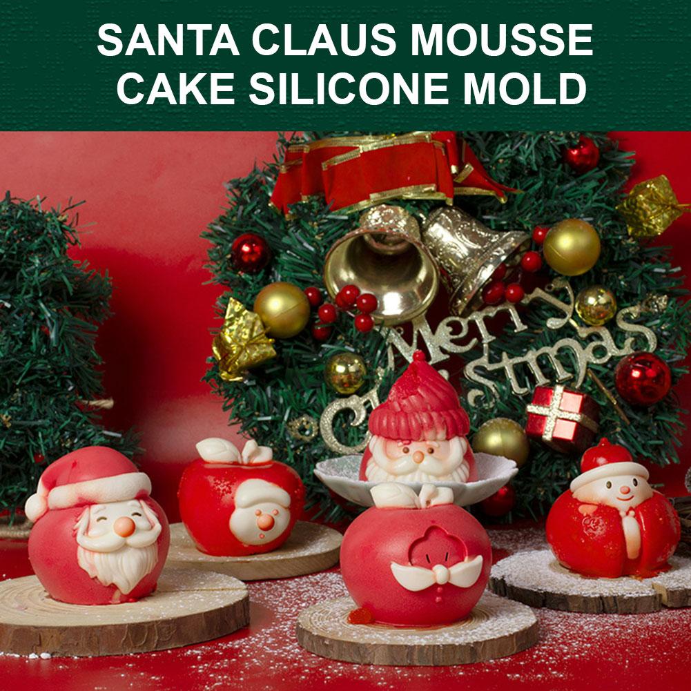 thumbnail image 3 of SGACAI Molde de silicona para pastel de mousse de manzana y Papá Noel Molde de chocolate hecho a mano, 3 of 7