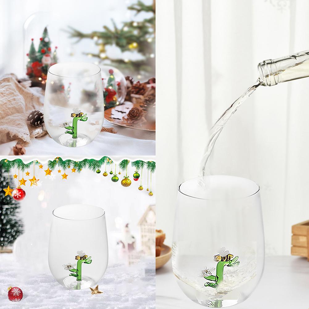 thumbnail image 4 of Ruifaya BBASILIYSD Copa de vino sin tallo de Navidad, copa de vidrio 3D para beber con figura de árbol de Navidad en el interior, copa de vino/jugo sin tallo de árbol de Navidad, copa de vino con pu, 4 of 7