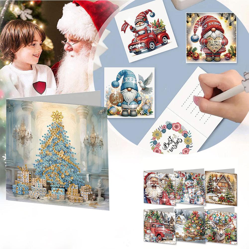 thumbnail image 3 of SGACAI Tarjeta de felicitación navideña con arte de diamantes, kit de tarjeta de felicitación con pintura de arte de diamantes 5D, 6 postales con pintura de diamantes de imitación, manualidades, ta, 3 of 7