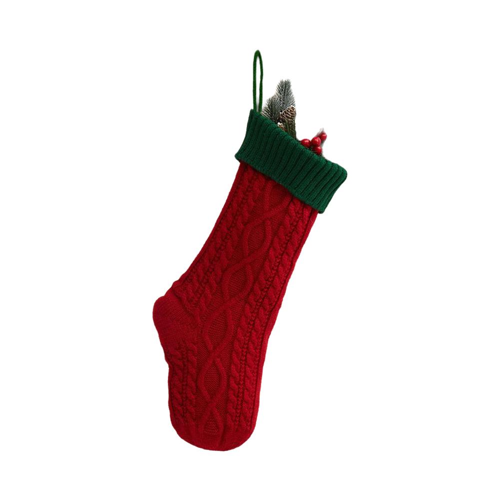thumbnail image 5 of Ruifaya Medias navideñas tejidas con diseño floral de Papá Noel, bolsa de regalo para árbol de Navidad, 5 of 7