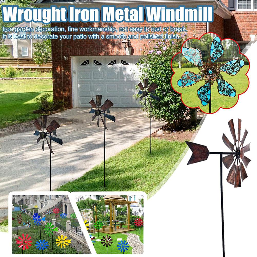 thumbnail image 3 of Ruifaya Molino de viento de metal creativo para decoración de césped y jardín, con energía solar, giratorio, para patio y jardín, 3 of 7