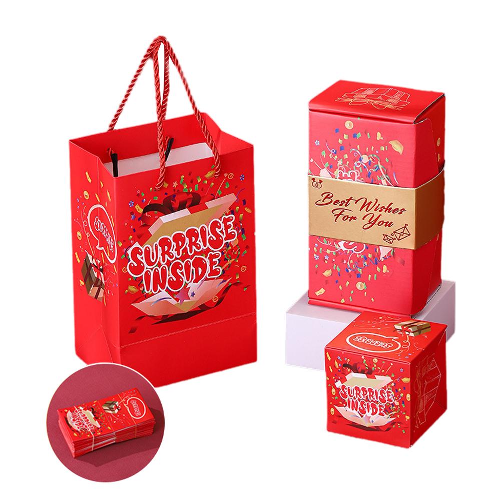thumbnail image 5 of Ruifaya Caja de regalo con sobre rojo plegable sorpresa que rebota, regalos creativos de cumpleaños, 5 of 7