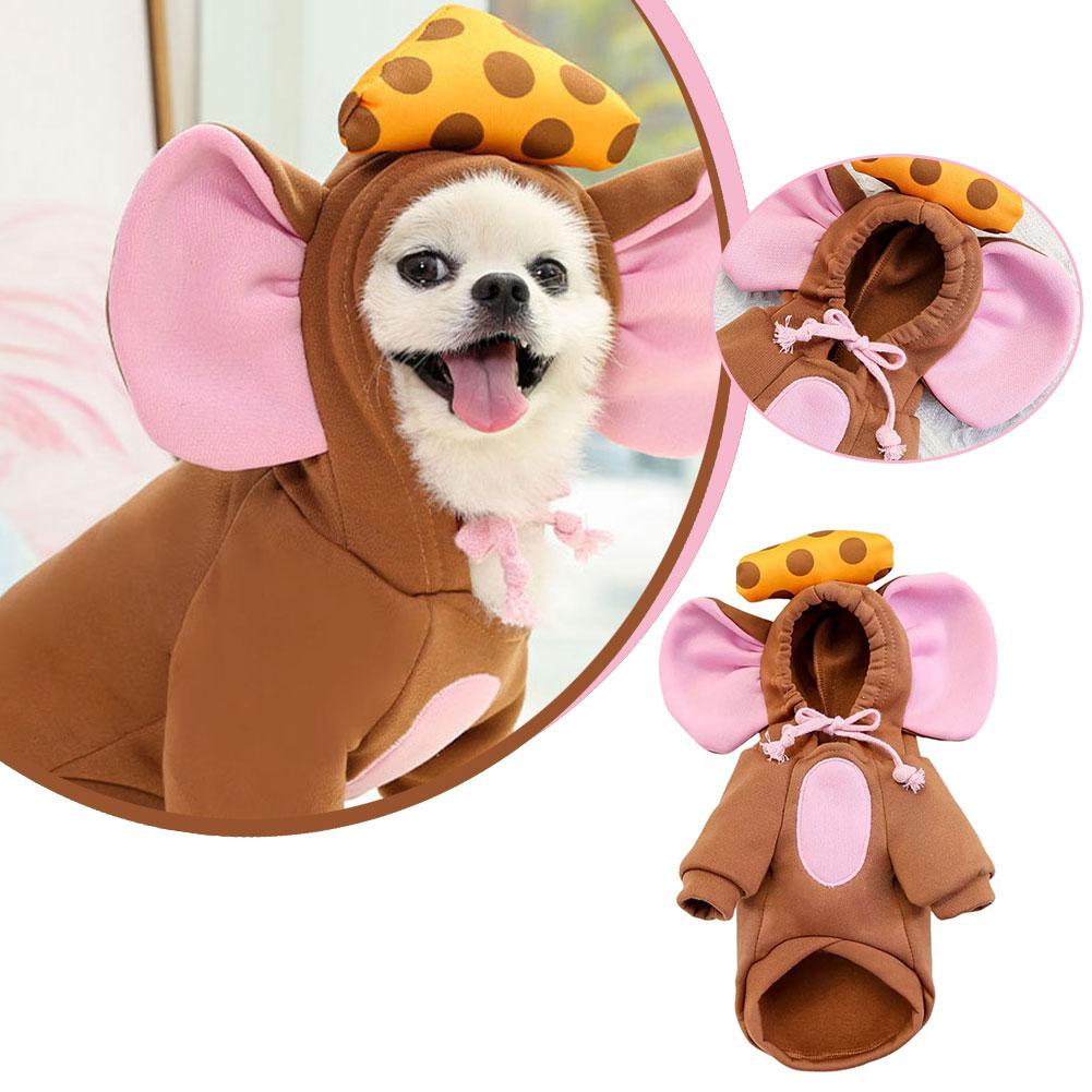 thumbnail image 2 of SGACAI Disfraz de ratón para mascota de Halloween con capucha y cordón para perros y mascotas, 2 of 7